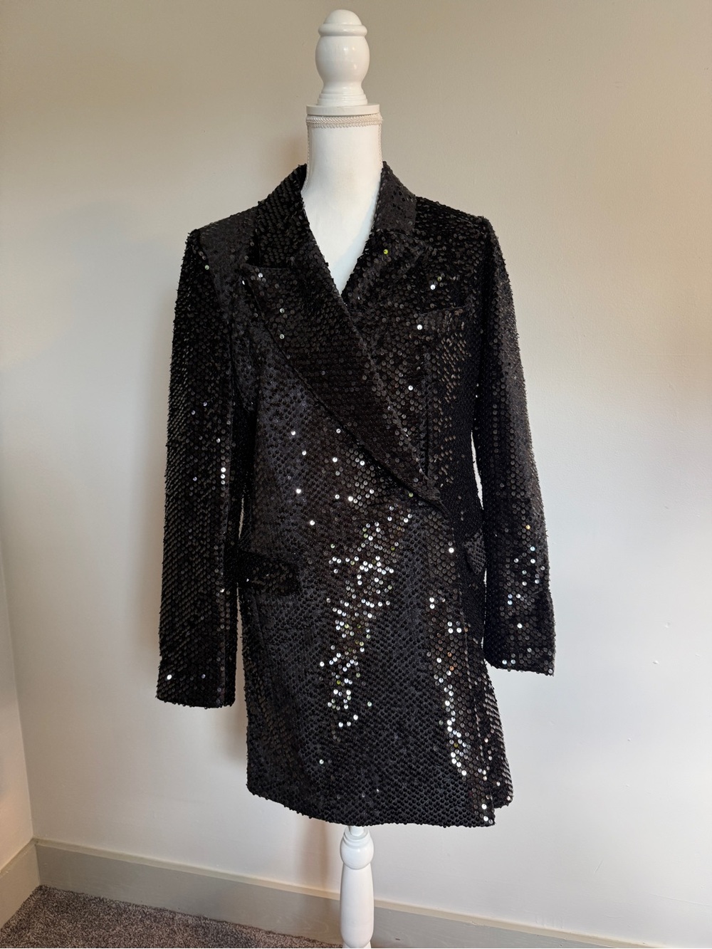 Nine West Women’s Black Sequin Blazer Dress Size Medium NWT Party Cocktail